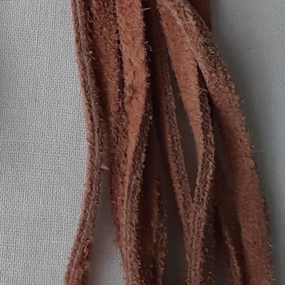 Genuine Suede Wide Boho Tie Hip Belt With Fringe and Bronze Medallions - Picture 14 of 14